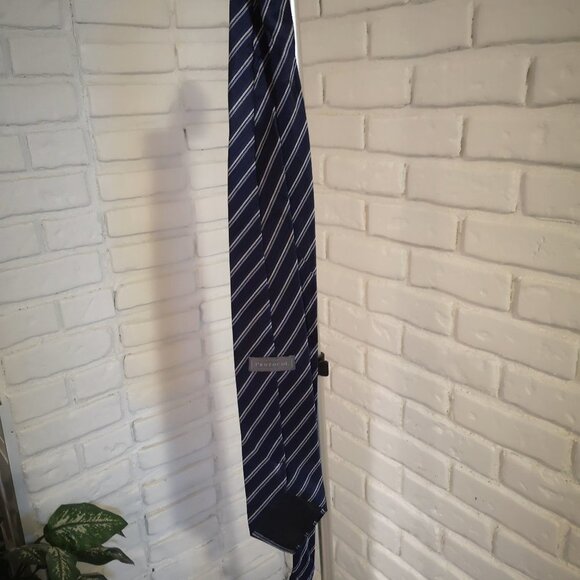 Protocol Men's Navy with Off White & Light Blue Stripe Silk Tie - Picture 2 of 4
